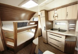 Lasten kerrossänky ja keittiö isolla jääkaapilla